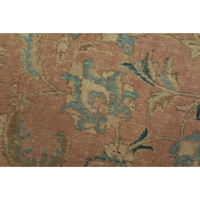 Tabriz Rug 6’4” X 9’9” Pink Wool Vintage Distressed Hand-Knotted Carpet For Sale - Image 4 of 15