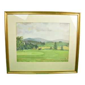 Mid 20th Century "Close to the Green" Golf Course Watercolour & Gouache Ex-Mary s.b. Braga Estate