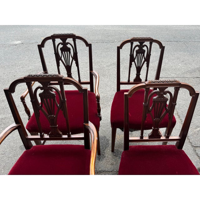 Vintage Mahogany Hepplewhite Style Set of Six Dining Chairs For Sale In Boston - Image 6 of 12