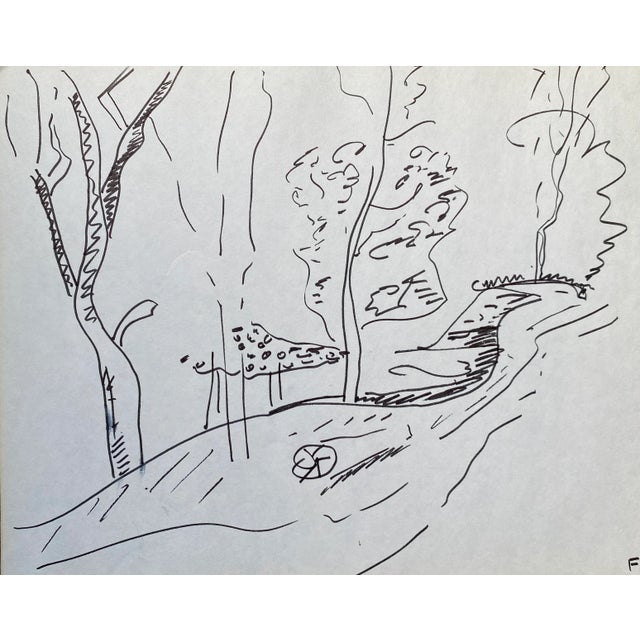 Mid-Century Modern Frank Wallace Modern Landscape Drawing For Sale - Image 3 of 3