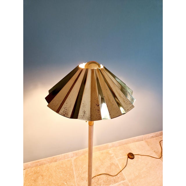 Chrome-Plated Metal and Brass Floor Lamp, 1970s For Sale - Image 6 of 15