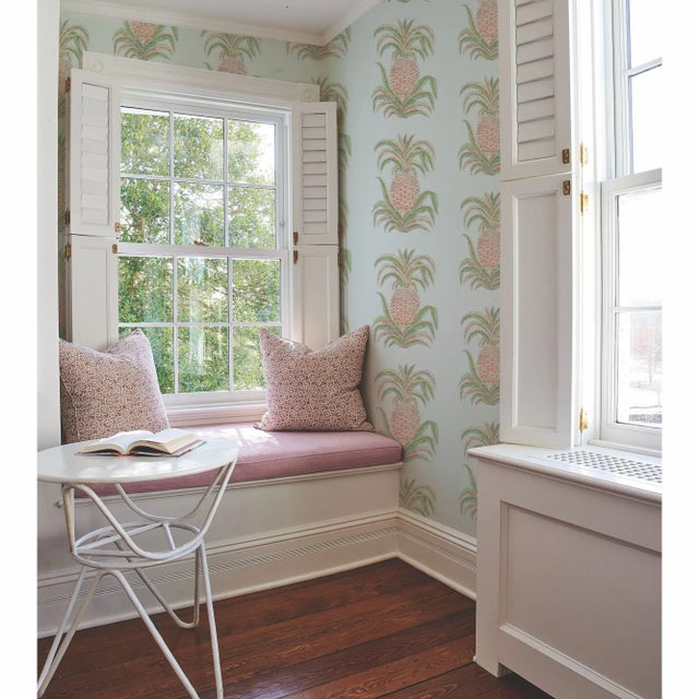 Schumacher Schumacher Pineapples Wallpaper in Sky , Sample For Sale - Image 4 of 5