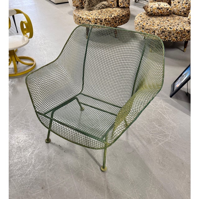 Green 1960s Woodard Sculptura 3 Pieces Wire Set in Wonderful Green Faded Paint For Sale - Image 8 of 18