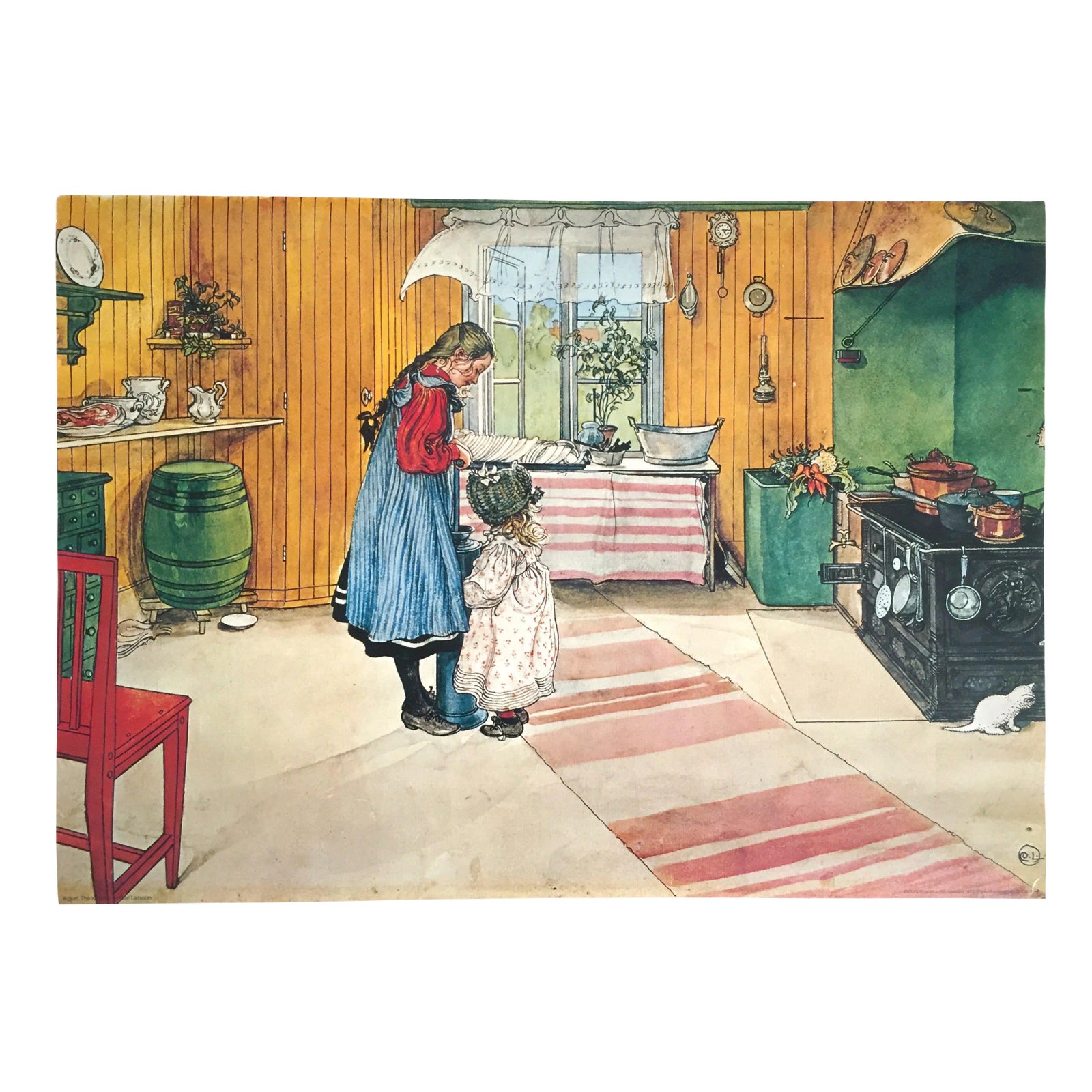 Carl Larsson Vintage 1972 Original Swedish Lithograph Print Poster