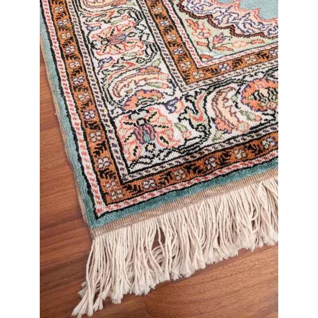 Textile Double Knot Finest Green Handknotted Wool Rug (35" X 52") For Sale - Image 7 of 10