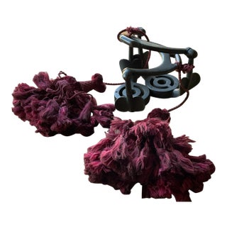 Tibetan Horse Bridle Ornaments Bit Cheeks With Textile Tassels Style and Period For Sale