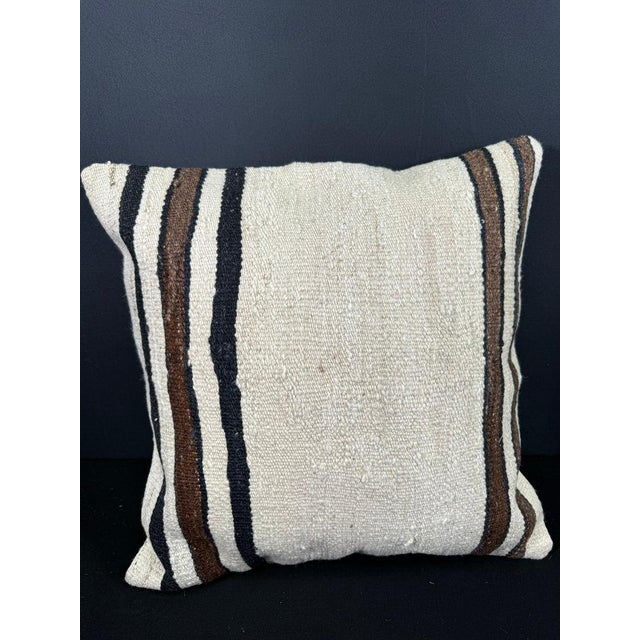 Turkish Hemp Pillow Cushion Natural Beige Brown Cushion Cover 20x20 For Sale - Image 4 of 4