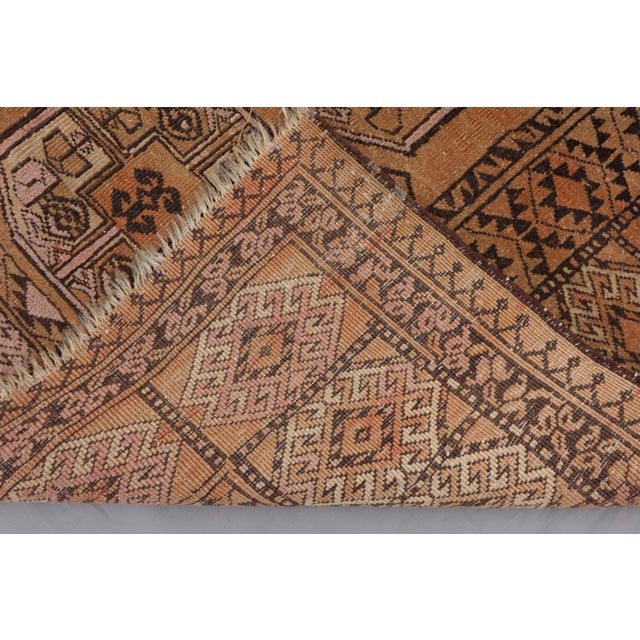 Tan Vintage Turkoman Hand-Knotted Wool Tribal Rug For Sale - Image 8 of 8