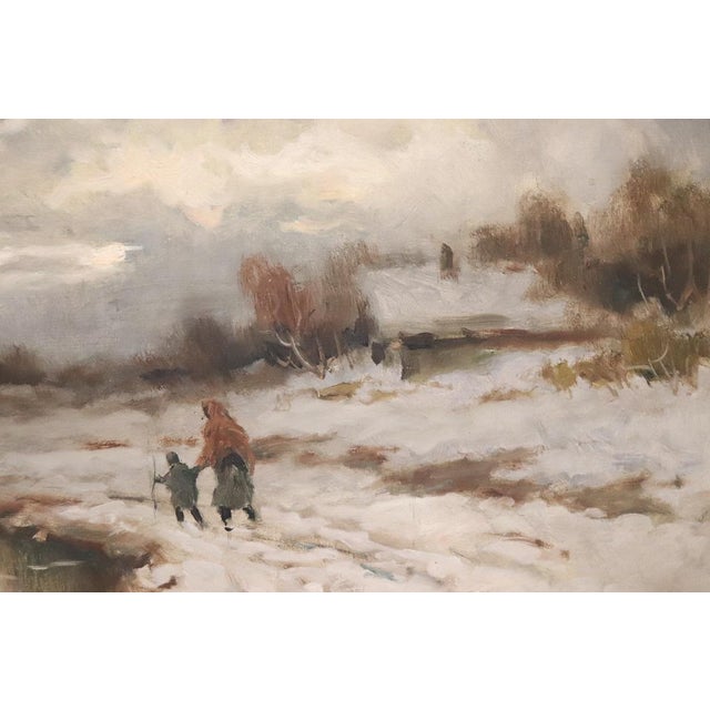 Winter Landscape, Oil Painting on Canvas, Early 20th Century, Framed For Sale - Image 4 of 15