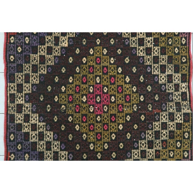 Coffee 1960s Embroidered Kilim Runner Rug - 24"x107" For Sale - Image 8 of 11