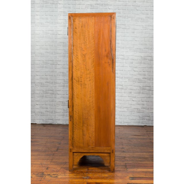 Mid 19th Century Chinese 19th Century Qing Dynasty Period Natural Elm Cabinet with Carved Apron For Sale - Image 5 of 13