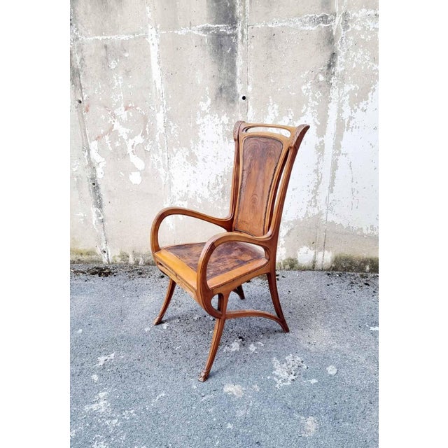Art Nouveau Carved Walnut Chair by Abel Landry, France, 1900s For Sale - Image 9 of 14