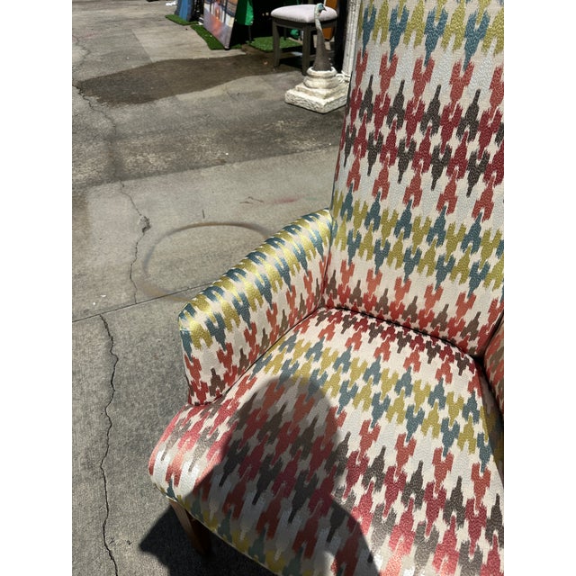 1970s Collection of Colorful Patterned Dining Chairs- Set of 6 With 2 Captains Chairs For Sale - Image 9 of 11