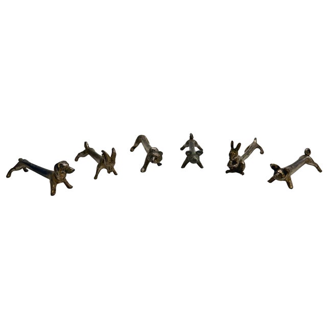 Vintage Cast Brass Animal Knife Rests - Set of 6 For Sale - Image 4 of 5