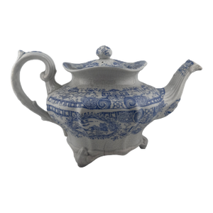 Early 19th Century English Blue & White Transferware Teapot, Staffordshire c.1820