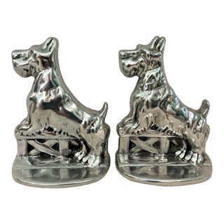 Vintage Hoselton of Canada Cast Aluminum Scottie Dog Bookends Signed and Numbered - A Pair For Sale