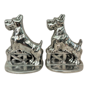 Vintage Hoselton of Canada Cast Aluminum Scottie Dog Bookends Signed and Numbered - A Pair