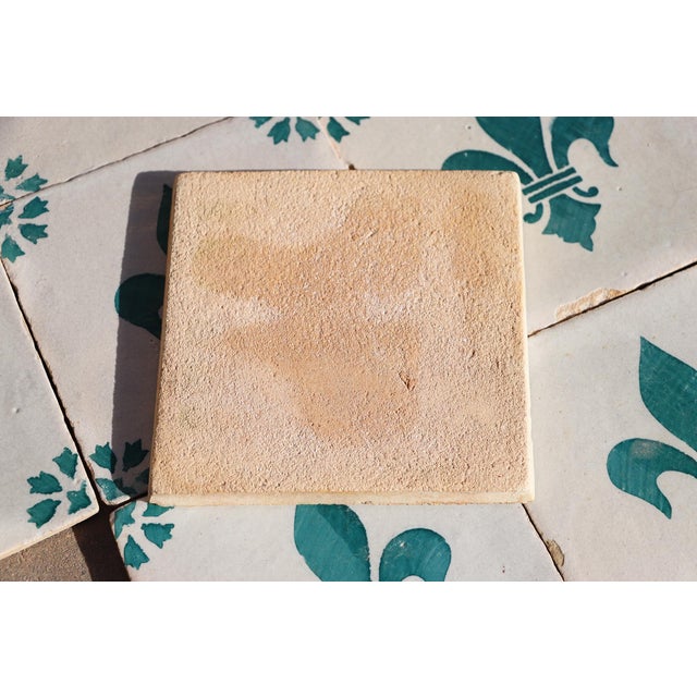 Antique 19th Century Portuguese Heraldic Motif Tiles With Teal Fleur-De-Lis Set of 28 For Sale - Image 14 of 14