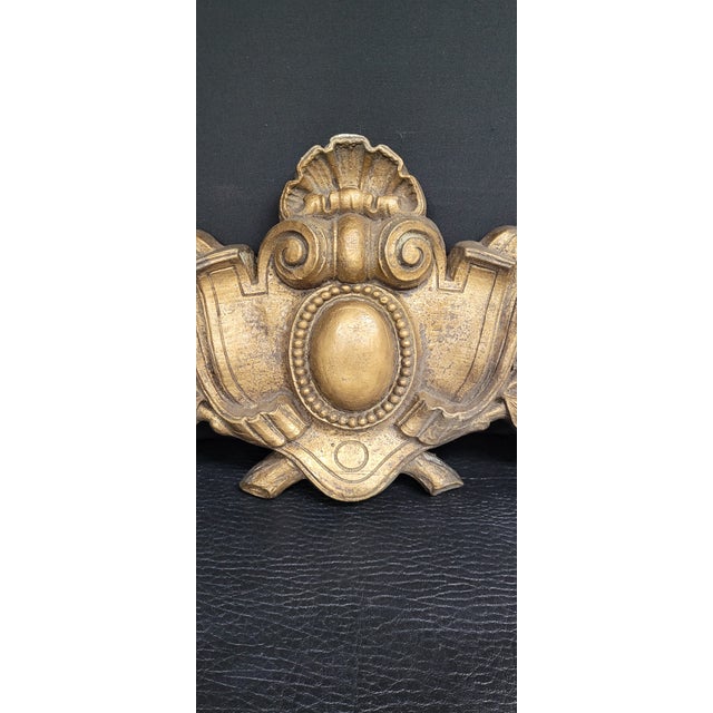 Gold Vintage Neoclassical Medallion Chalk Art Wall Hanging Sculpture For Sale - Image 8 of 8