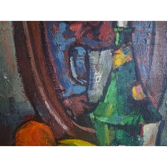 Vintage Anita Rose Lilien Expressionist Still Life With Fruit and Wine Bottle For Sale - Image 4 of 6