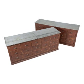 Large 19th Century French Apothecary Counter Cabinet For Sale