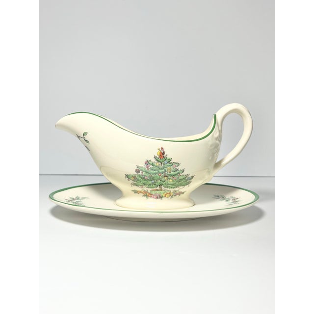 1980s Spode “Christmas Tree” Ceramic Dinnerware Serving Hostess Set - 9 pieces For Sale - Image 10 of 12