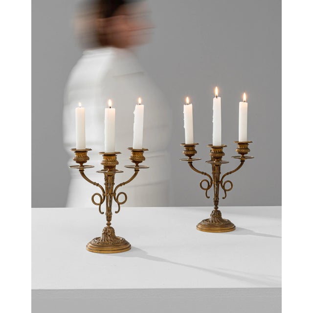 19th Century French Brass Candle Holders, a Pair For Sale - Image 4 of 12
