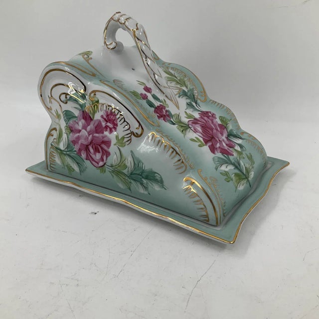 Antique Limoges Cheese Tray With Lid Handle Floral Design For Sale - Image 11 of 11