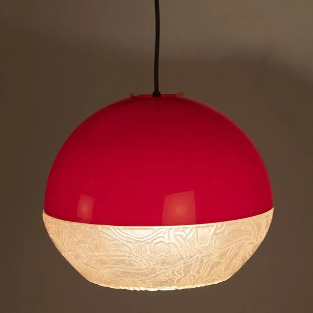 Space Age Pendant Lamp in Red Plastic For Sale - Image 6 of 7