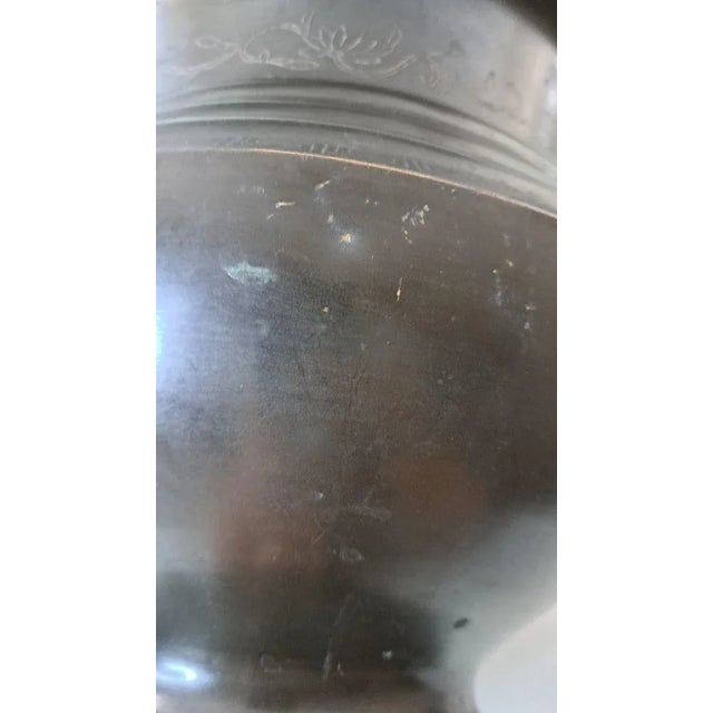 Early 20th Century Asian Bronze Pot Planter W/Embossed Floral & Geometric For Sale - Image 10 of 10