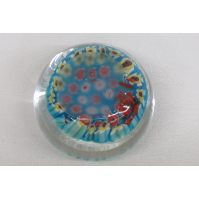 Small Round Art Glass Paper Weight Italian Murano Style Millefiori Flowers 5131b For Sale - Image 10 of 10