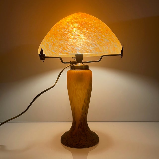 Mushroom Lamp in Speckled Orange Glass from Massive Lighting, Belgium, 1970s For Sale - Image 11 of 14