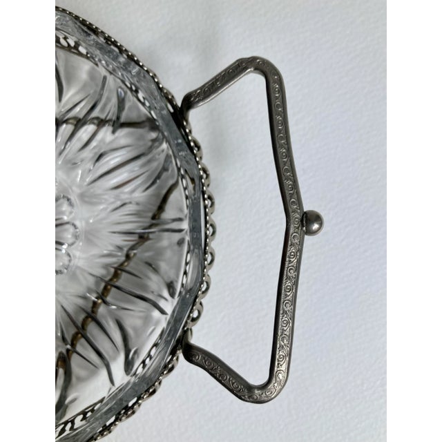 Silver Mid 20th C. Reims, France Metal Handled Glass Footed Server For Sale - Image 8 of 13