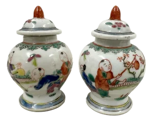 Early 20th Century Chinese Hand Painted Porcelain Ginger Jar - A Pair