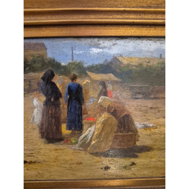 Impressionist Antique Impressionist Painting of a Market Scene by Carolus Pallya For Sale - Image 3 of 7
