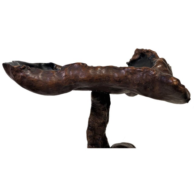 Brown Japanese Meiji Period Carved Root Wood Serving Tray, ca. 1868-1912 For Sale - Image 8 of 12