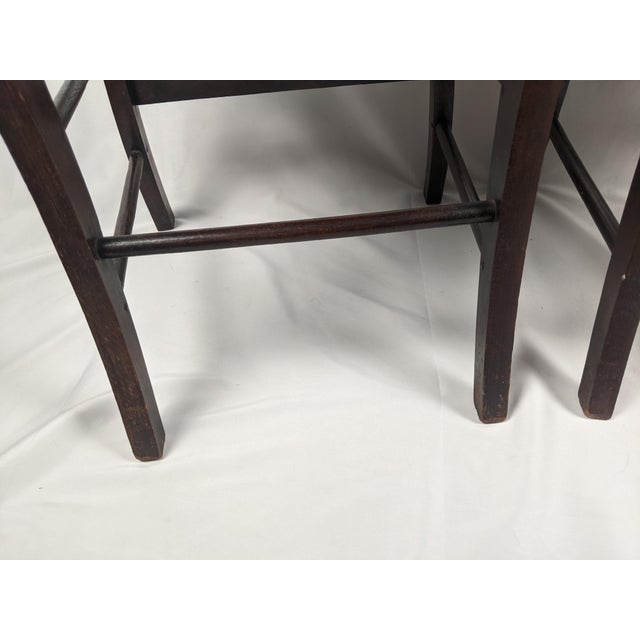 Pair of Vintage Tell City Style Dark Wood Chairs With Black Floral Needlepoint Seats For Sale - Image 14 of 14