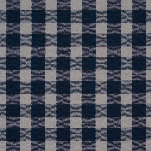 Schumacher Galt Wool Check Fabric In Indigo For Sale