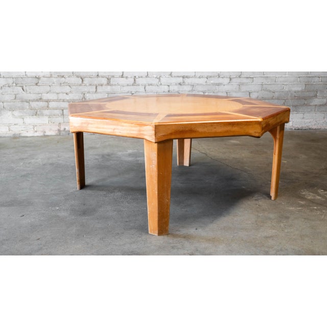 Mid 20th Century Vintage Sculptural Wooden Octagon Coffee Table For Sale - Image 16 of 18