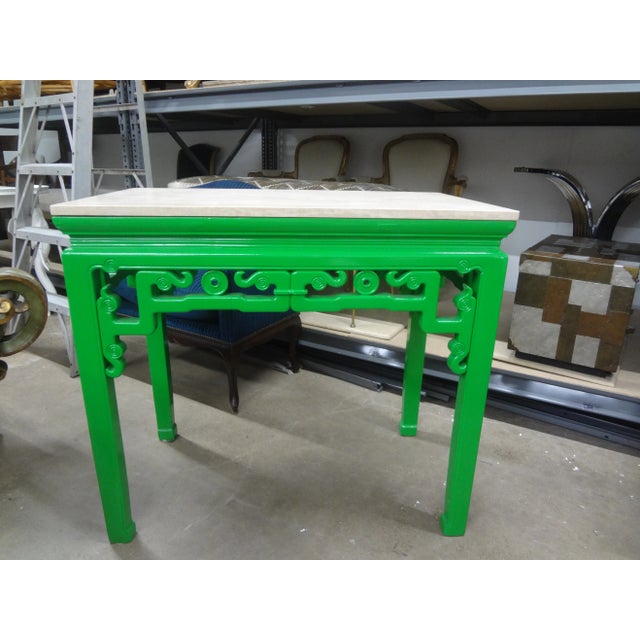 19th Century Chinese Lacquered Console With Travertine Top For Sale - Image 12 of 13