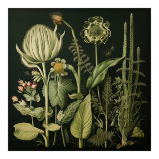 20' X 20' Original Watercolor Botanical Fine Art Print - Dark Green, Evergreen, Unframed For Sale