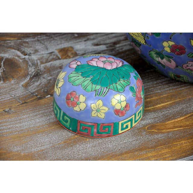 Gorgeous Vintage Ceramic Ginger Jars With Floral Motifs For Sale - Image 11 of 12