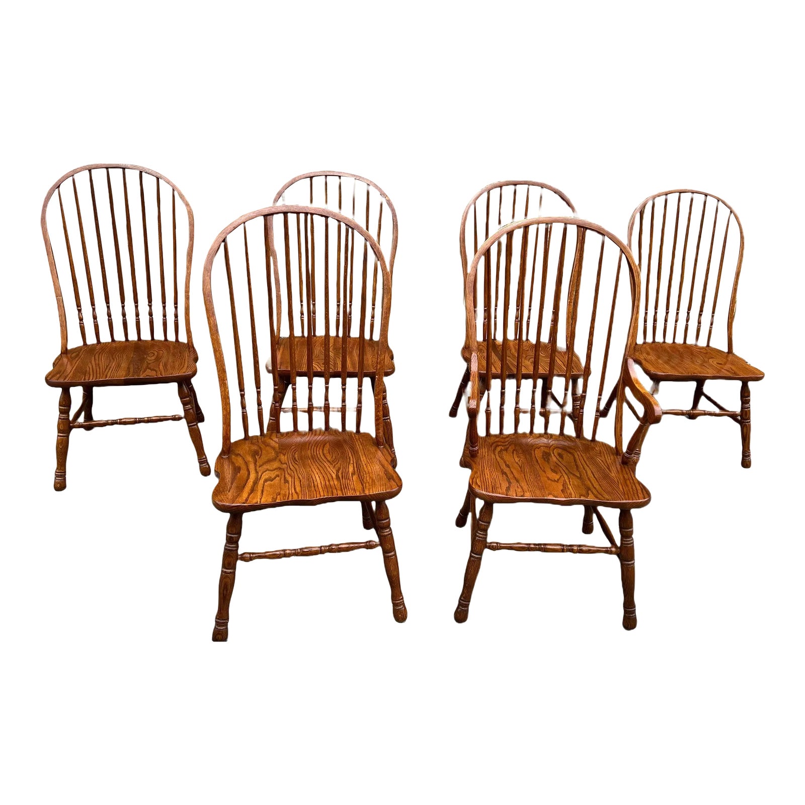 Vintage Oak Windsor Chairs by Tell City Furniture Set of 6 Chairish