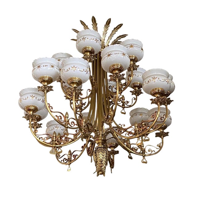 Early 19th Century Art Nouveau Grand 5 Feet Chandelier For Sale