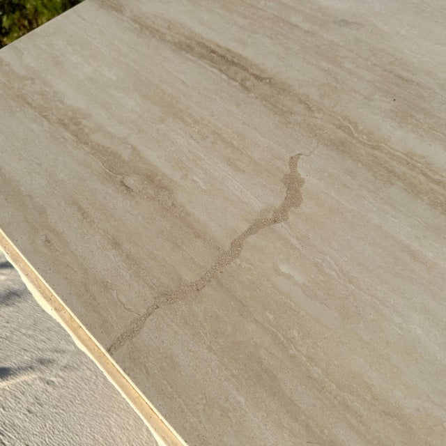 Rough Cut Edge Travertine Side Tables - A Pair For Sale - Image 9 of 12