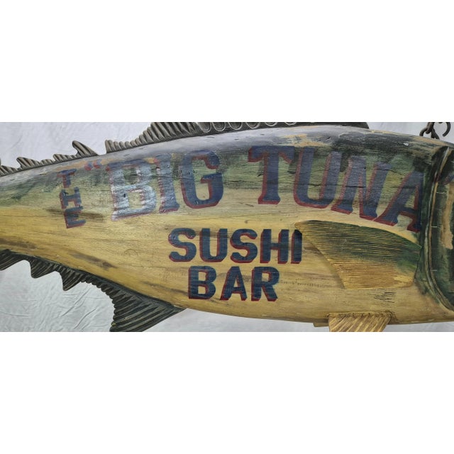 Wood "The Big Tuna" Six Foot Carved Trade Sign For Sale - Image 7 of 12