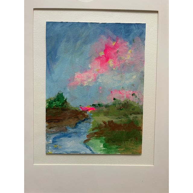 Abstract Daybreak at the Bend - Original Abstract Landscape on Watercolor Paper, Framed – By Heather Dawn Batchelor For Sale - Image 3 of 5
