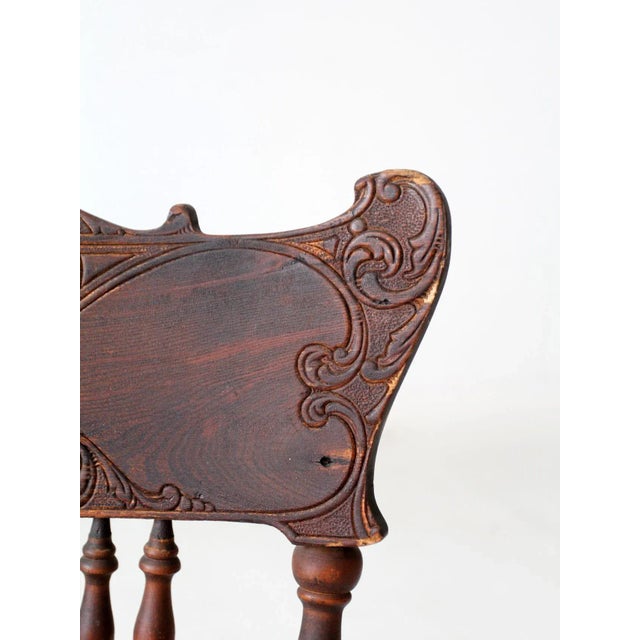 Brown Antique Press Back Side Chair For Sale - Image 8 of 13