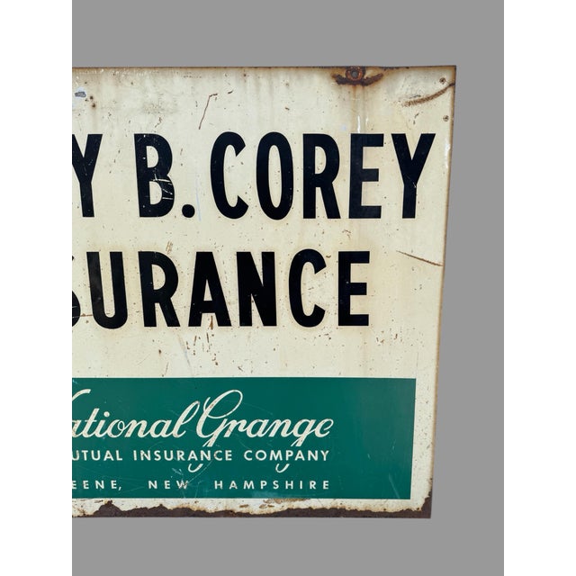 Antique Metal Double Sided National Grange Mutual Insurance Advertising Sign 36" For Sale - Image 10 of 12
