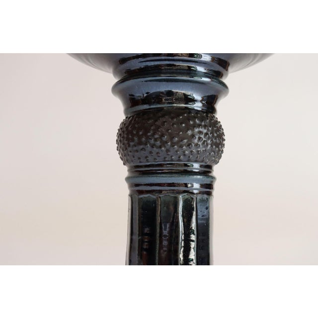 Vintage Studio Pottery Metallic Blue Pedestal / Votive Holder by Deanna Nichols For Sale - Image 12 of 18